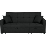 Canap� convertible 3 places en tissu noir avec espace de couchage confortable pour salon contemporain ...