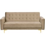 Beliani - canap convertible 3 places en velours beige clair capitonnage dcoratif aberdeen