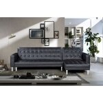 Designetsamaison - canap convertible angle rversible 5 places noir - capri