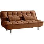 Vente - unique ? canap� convertible clic - clac 3 places en tissu microfibre ? couleur caramel ? dossier ...