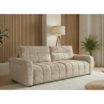 Canap� convertible avec coffre 3 places en velours chin� beige