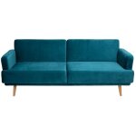 Atmosphera - canap convertible jack 3 places velours bleu canard crateur d'intrieur