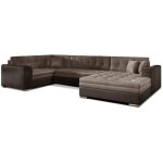 Les tendances - canap� panoramique convertible diano velours - marron fonc� / marron clair - m�ridienne ...