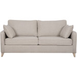 Miliboo - canapé convertible scandinave 3 places en tissu beige et bois clair avec matelas 10 cm papel ... Miliboo - canapé convertible scandinave 3 places en tissu beige et bois clair avec matelas 10 cm papel ...