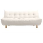 Miliboo - canap convertible scandinave 3 places en tissu beige et bois clair yumi