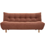 Canap� convertible scandinave 3 places en tissu chenille terre br�l�e et bois clair yumi