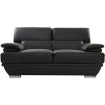 Miliboo - canapé cuir noir et acier chromé avec têtières ajustables 2 places ewing Miliboo - canapé cuir noir et acier chromé avec têtières ajustables 2 places ewing