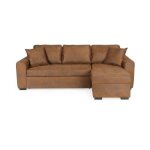 Canape dangle convertible reversible - tissu marron vintage - l 244 x p 151 x h 90 - hamilton - fabrique ...