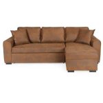 Canape dangle convertible reversible - tissu marron vintage - l 244 x p 151 x h 90 - hamilton - fabrique ...