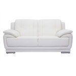 Miliboo - canap design 2 places en cuir blanc et acier chrom tamara