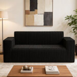 Canap� deux places � assise profonde, velours c�tel�, sans pieds, ne n�cessite aucun assemblage, facile ...