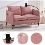 Canap� double moderne en tissu avec rangement, poche lat�rale et support t�l�phone, pour salon chambre ...