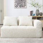 Canap� droit 2 places avec m�ridienne avec coussin et poches lat�rales, confort nuage sans montage, en ...