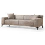 Cotecosy ? canap� droit 3 places en tissu beige ? longueur 212cm ? 2 coussins inclus ? design moderne ...