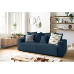Bobochic - canap droit convertible coffre envy velours ctel bleu fonc