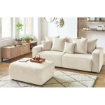 Bobochic - canap droit convertible coffre envy velours ctel avec pouf beige