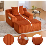 Canap� droit surdimensionn� avec accoudoirs, fauteuil lecture en corduroy avec poches lat�rales, sans ...