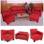 Mendler - canap - lment lyon, lment de coin, modulaire, simili - cuir, rouge