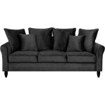 Beliani - canap fixe 3 places en velours noir au design glamour tendance