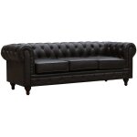 Habitat et jardin ? canap� chesterfield 3 places marron ? dimensions 204 x 80 x 58 cm ? simili cuir ? ...