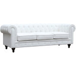 Canap� fixe chesterfield  aliza  - 208 x 82 x 70 cm - 3 places - blanc