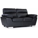 Canap fixe en cuir reconstitu et pvc  dallas  - 169 x 88 x 90 cm - 2 places - noir