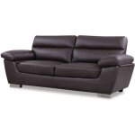 Habitat et jardin - canap fixe en cuir reconstitu et pvc 'dallas' - 210 x 88 x 90 cm - 3 places - chocolat ...