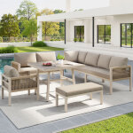 Canap� de jardin en forme de l, jusqu'� 8 personnes, armature en fer avec rev�tement, r�sistant aux intemp�rie ...