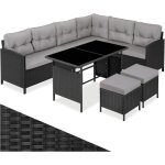 Canap� de jardin lounge en rotin 6 - 8 places noir / gris