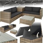 Tectake - canap de jardin siena 4 places avec coffre de rangement - marron naturel / gris fonc