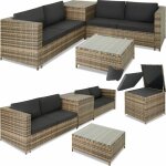 Tectake - canap de jardin siena 4 places avec coffre de rangement - marron naturel / gris fonc