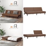 Canap� - lit 2 places marron similicuir - canap� convertible - canap� 2 places