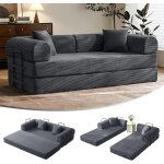 Canape - lit 5 en 1 convertible 2 place - fauteuil canap� - lit pliant modulaire en velours c�tel� avec ...