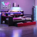 Canap� - lit 90 x 200 cm - avec compartiments de rangement - �clairage int�gr� - prise �lectrique - 2 ...