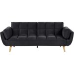 Beliani - canapé lit clic clac convertible 3 places en velours noir avec pieds en bois idéal pour salon ... Beliani - canapé lit clic clac convertible 3 places en velours noir avec pieds en bois idéal pour salon ...