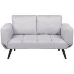 Beliani - canap - lit convertible 2 places en tissu gris clair avec accoudoirs rglables et rembourrage ...