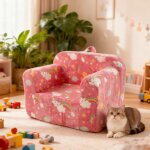 Canap� - lit convertible enfant, fauteuil avec poign�e de transport et poches lat�rales, l�ger, mousse, ...