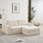 Canap� - lit convertible modulable 2 - en - 1, canap� d'angle avec pouf amovible et 2 coussins, velours ...