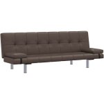 Canap� - lit avec deux oreillers marron similicuir vidaxl