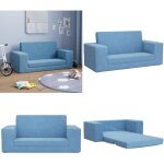 Canap� - lit pour enfants 2 places bleu peluche douce - canap� lit - canap� peluche