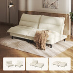 Canap� - lit futon 2 places 178cm, en velours de lait, dossier r�glable, convertible 3en1, confortable ...