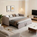 Lit gigogne 90 / 180x200 ? canap� lit capitonn� convertible 2 places, lit de jour avec dossier et accoudoirs, ...