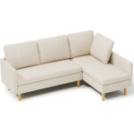 Canap� modulable bealife canap� d'angle rev�tement en lin scandinavie structure en bois et m�tal pieds ...