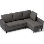 Canap� modulable bealife canap� d'angle rev�tement en lin scandinavie structure en bois et m�tal pieds ...