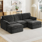 Canap� modulable sans cadre wowttrelax 240 x 140 x 65 cm avec pouf amovible, canap� nuage en forme de ...