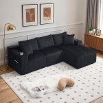 Canap� modulaire 3 place, canap� d'angle en l avec poches lat�rales et porte - gobelet, canap�s de compression ...