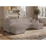 Canap� panoramique convertible avec coffres en velours c�tel�