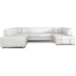 Les tendances - canap� panoramique convertible houston en simili cuir avec coffre de rangement - blanc ...