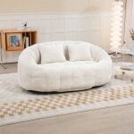 Canap� pouf 2 places avec accoudoirs, si�ge pouf en mousse m�moire haute densit�, dossier haut, sans ...