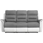 Canapé de relaxation 3 places en microfibre et simili léon - blanc et gris Canapé de relaxation 3 places en microfibre et simili léon - blanc et gris